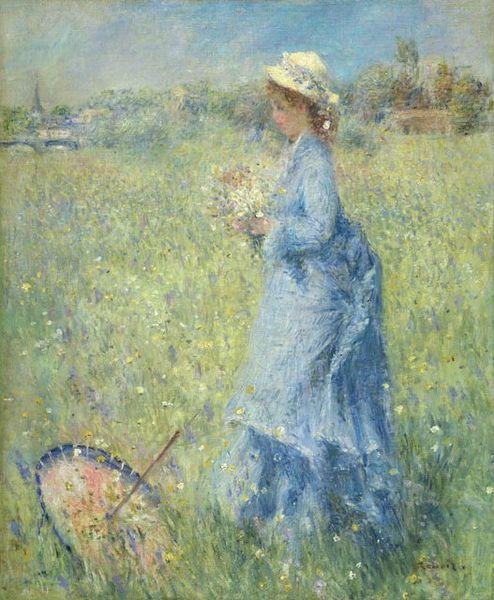 Pierre Auguste Renoir Femme cueillant des Fleurs oil painting picture